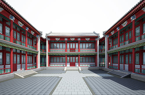 魏都北京四合院设计古建筑鸟瞰图展示