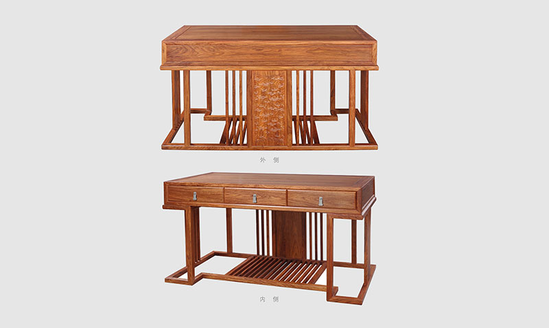 魏都 别墅中式家居书房装修实木书桌效果图